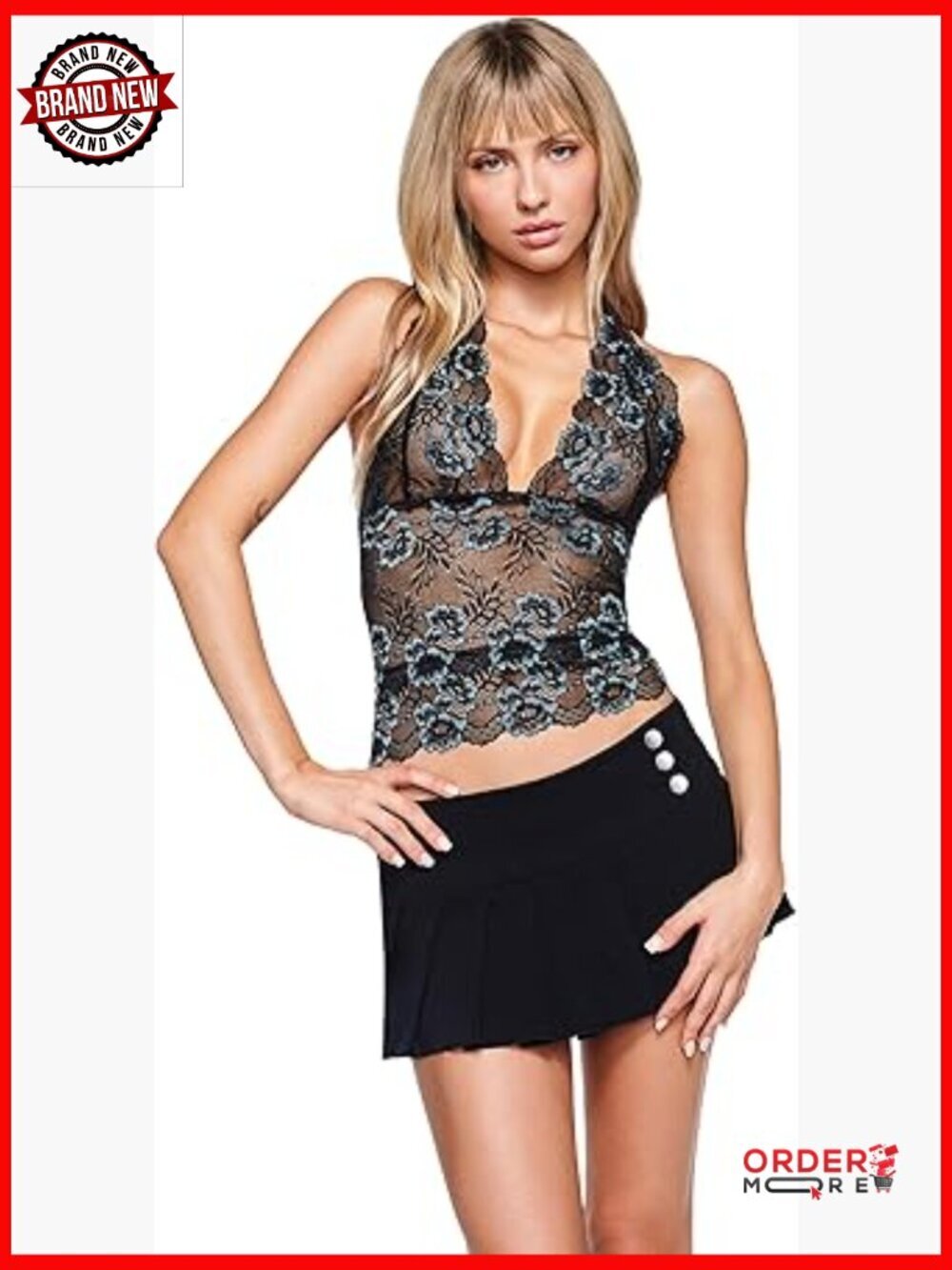 Mesh Halter Top, High-Stretch Cropped Fit, Festival Clubwear